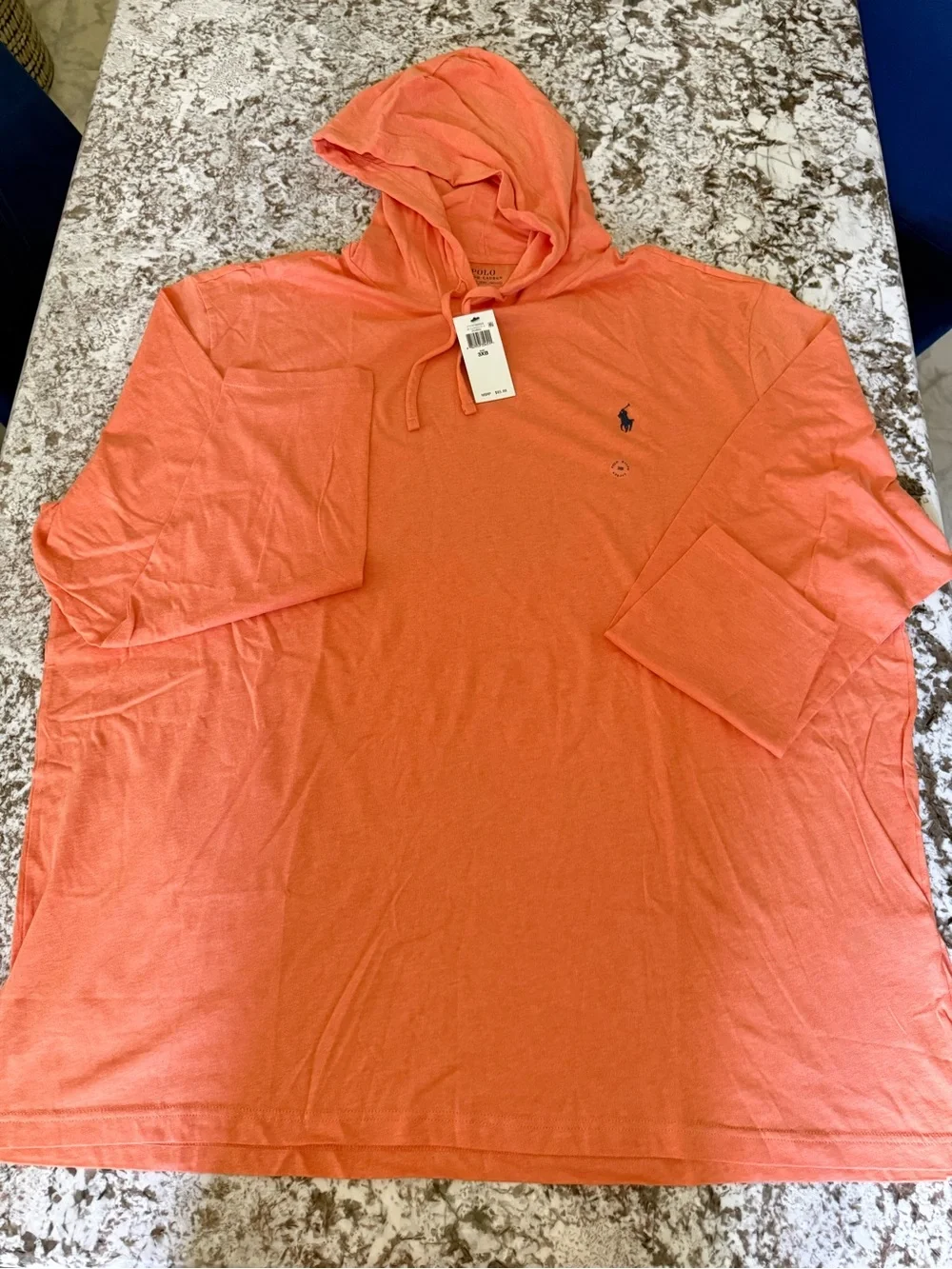 Polo Ralph Lauren Men’s 3XB Orange Hooded T-Shirt Big Tall Cotton NWT